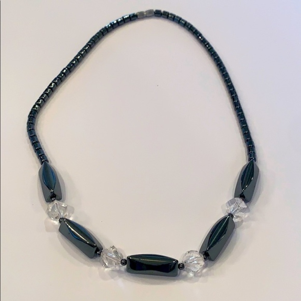 💐5/25 hematite and crystal bead simple necklace